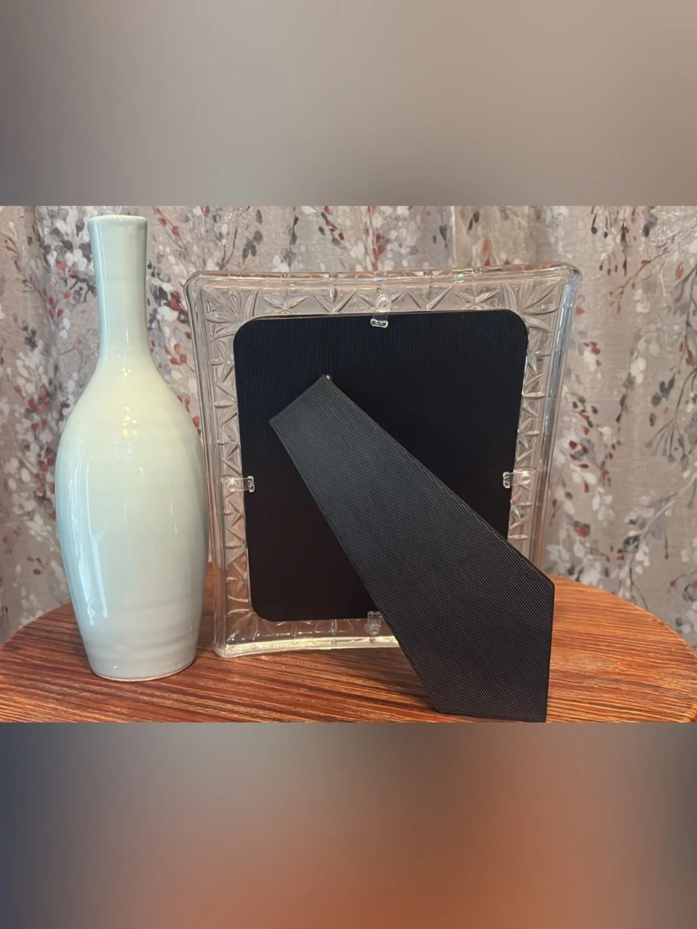 Decorative wedding Clear frame  & Pale Blue Ceramic bottle Set